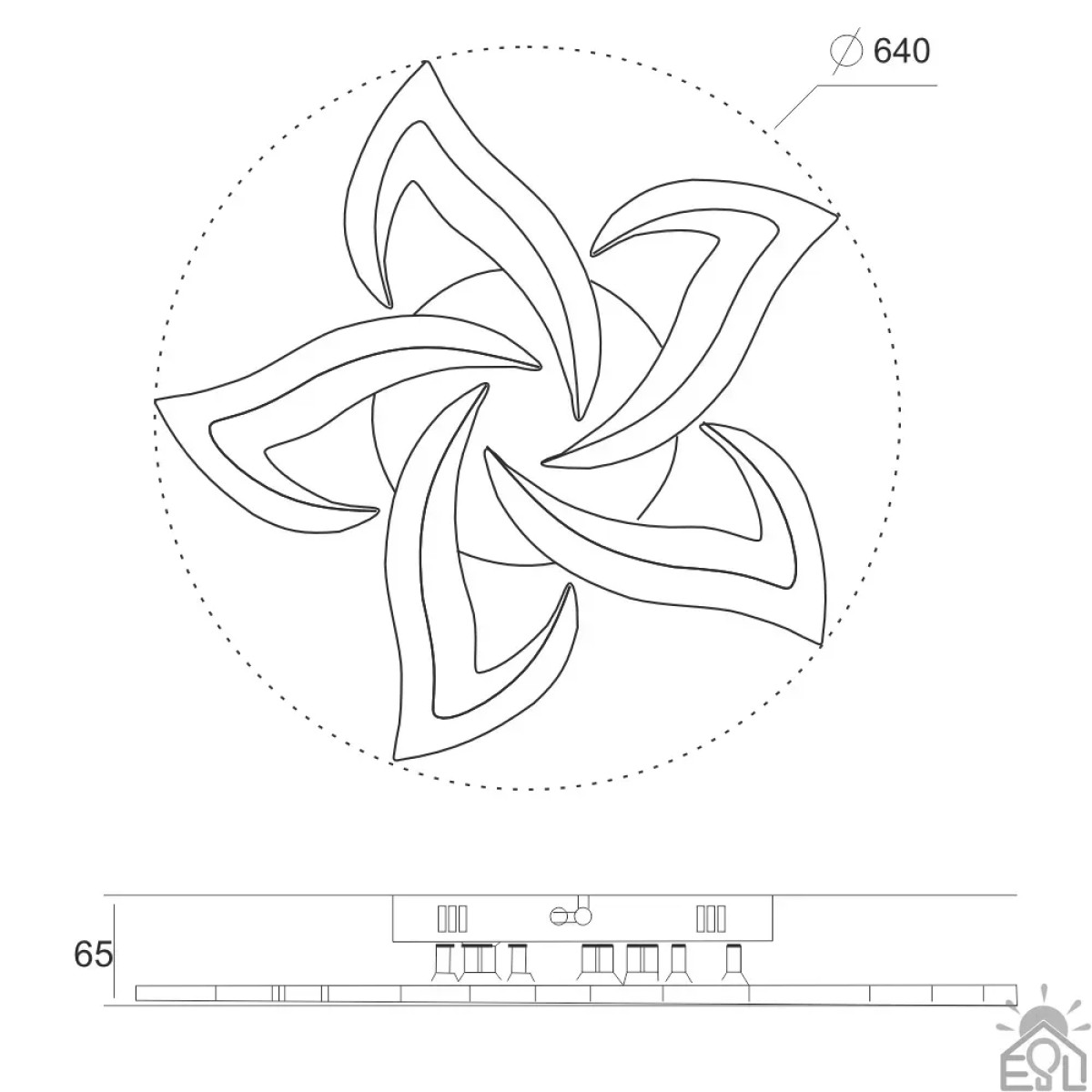 Смарт люстра керована світлодіодна ELLA 5F 70 Вт 640x65 мм 10018 ESLLSE