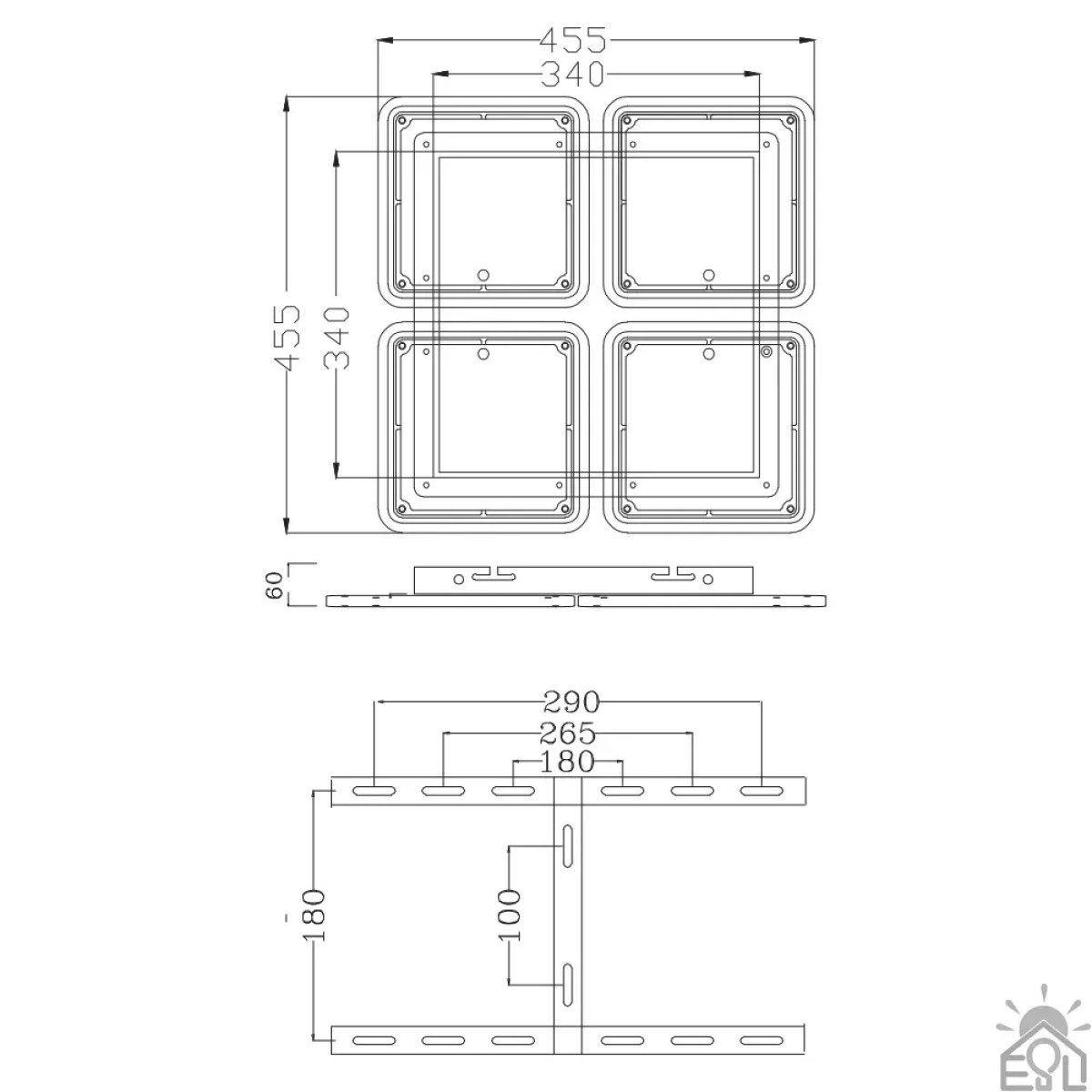 Світлодіодна люстра AERO square 70W 4S-ON/OFF-455х455х60-WHITE/WHITE-220-IP20 Керується вимикачем (без пульта) 10112 ESLLSE