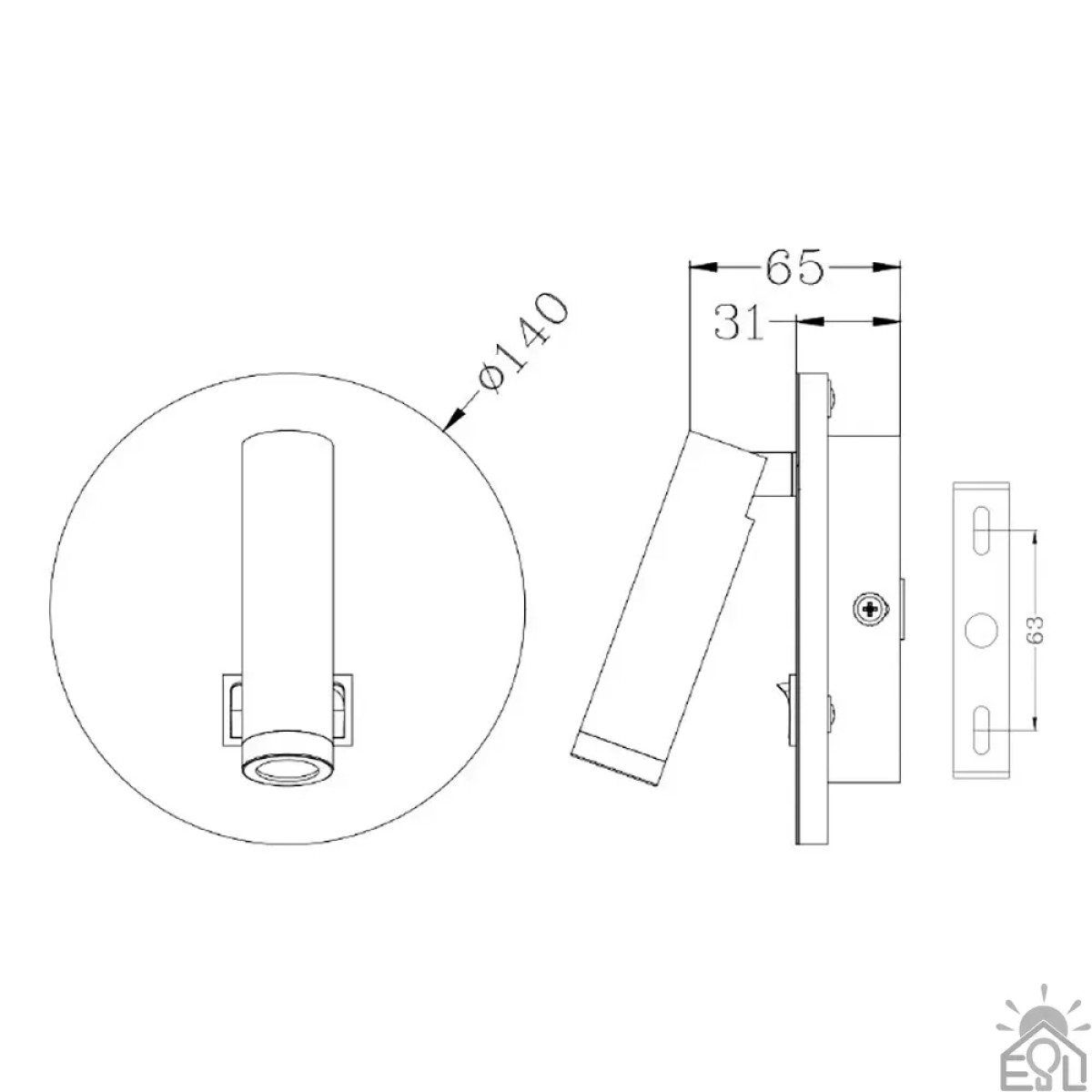Світлодіодний світильник бра RIGIL RL 10 Вт 140x65 мм Чорний 10207 ESLLSE