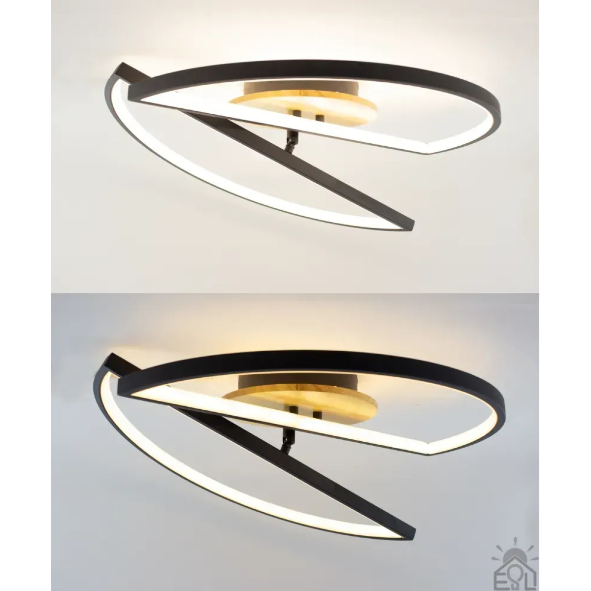 Керована світлодіодна люстра WOODY 75W-2PR-APP-500x135-BLACK/WOOD-220-IP20 10219 ESLLSE