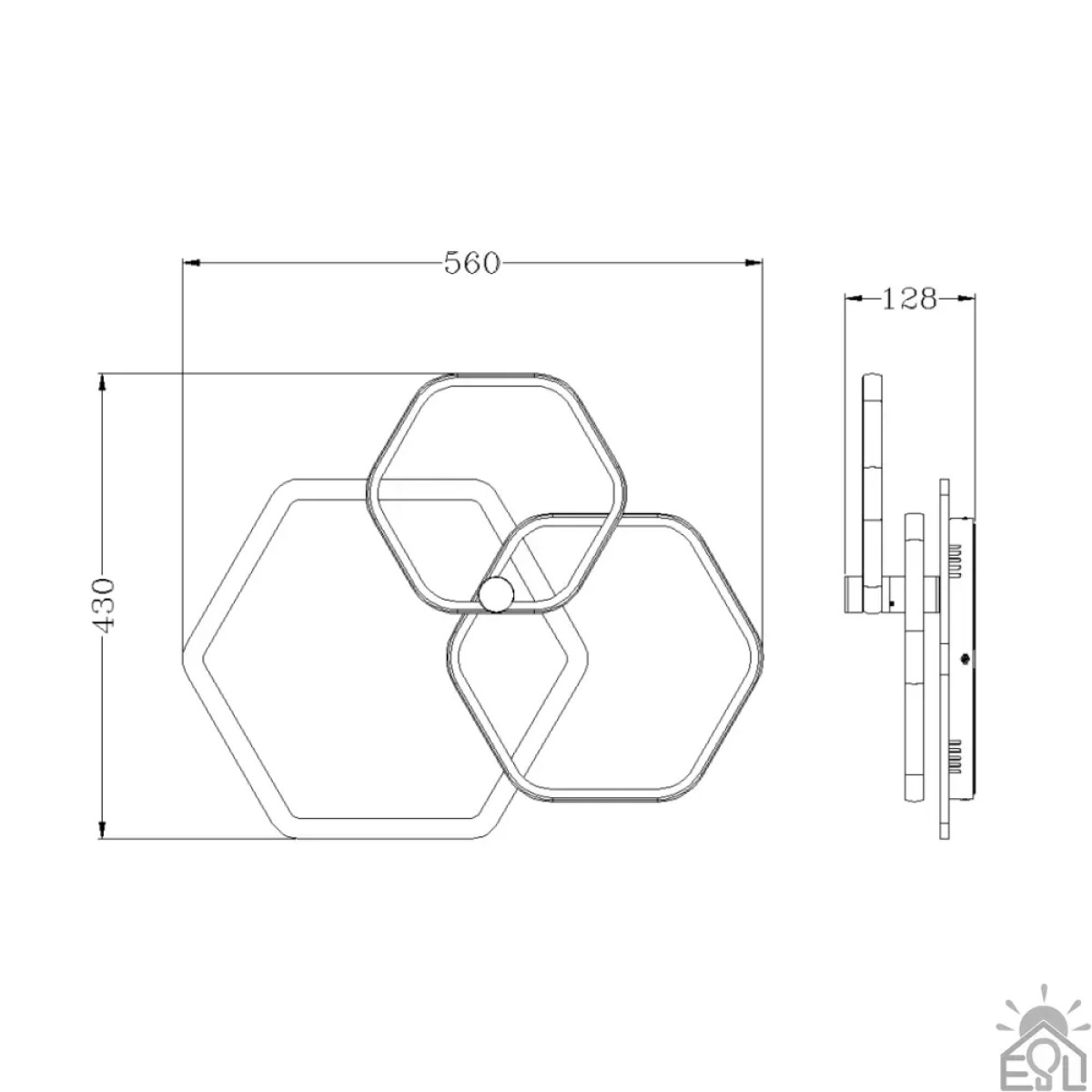 Керована світлодіодна люстра OSAKA 70W-3H-APP-430x560x128-WHITE-220-IP20 10305 ESLLSE