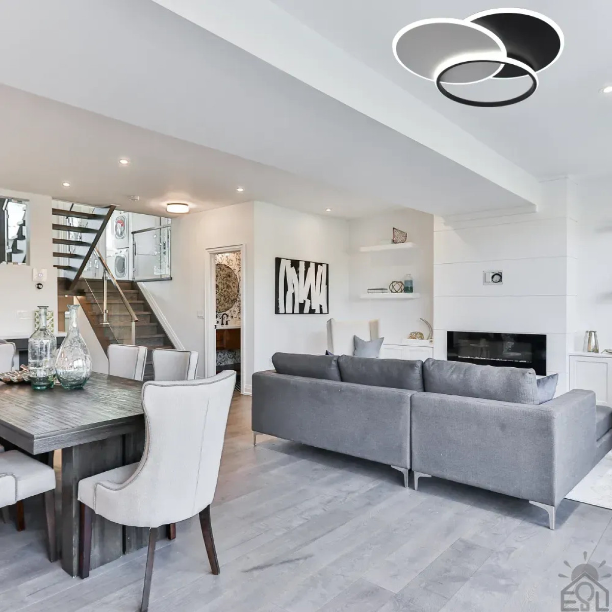 Світлодіодна люстра VEGA TRIPLE 3R 70 Вт 490х490х60 мм Чорно-Біла Керується вимикачем (без пульта) 10402 ESLLSE