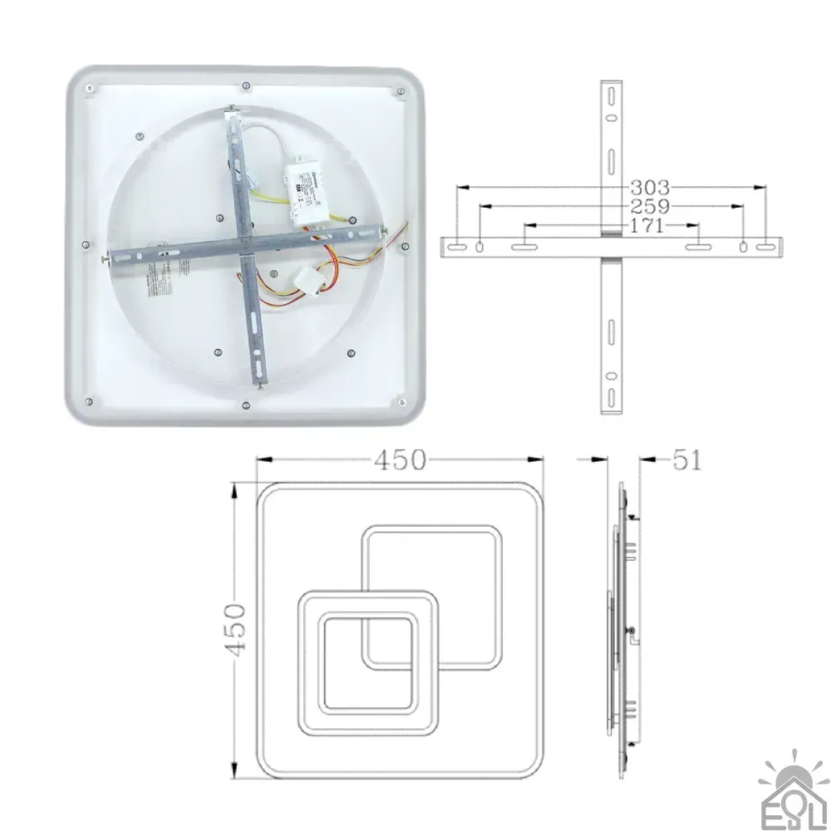 Світлодіодна люстра UNIVERSE Керується вимикачем (без пульта) 10404 ESLLSE