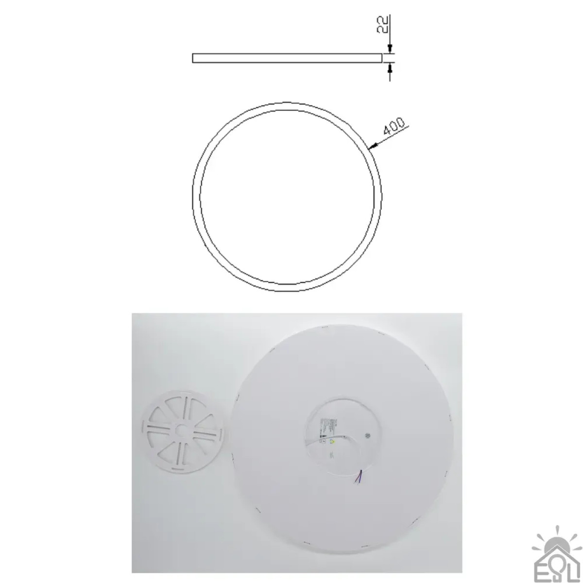 Накладний світлодіодний світильник OKO 54W R-ON/OFF 400×25-WHITE-220-IP20 Керується вимикачем (без пульта) 10424 ESLLSE