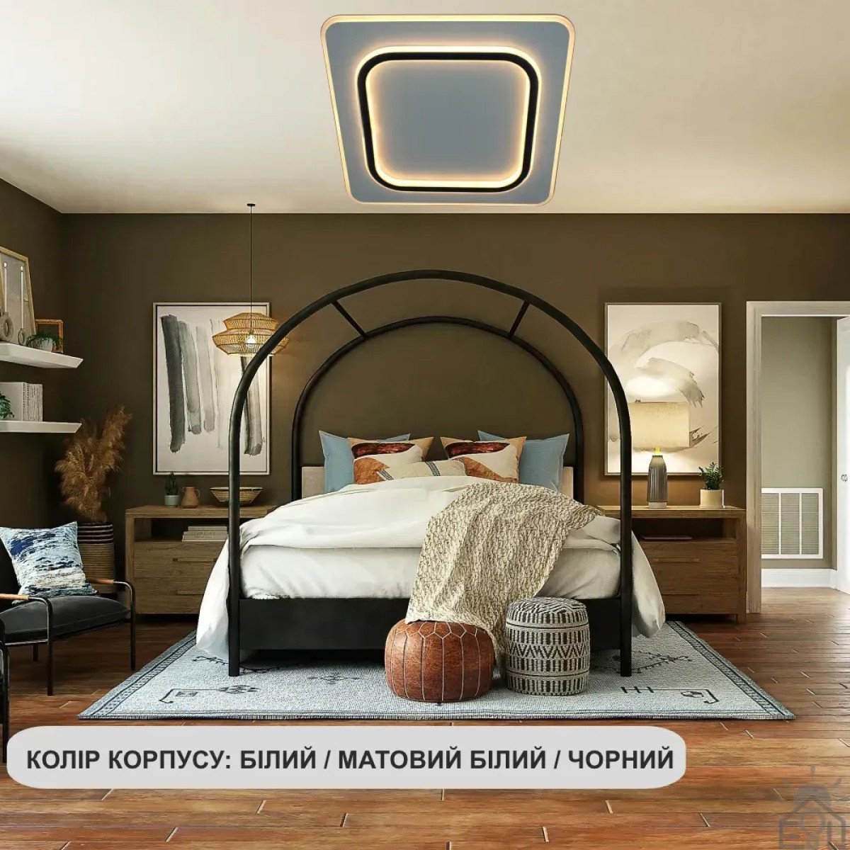 Світлодіодна люстра VEGA DUAL 2S 80 Вт 450×450×52 мм Чорно-Біла. Керується вимикачем (без пульта) 10428 ESLLSE