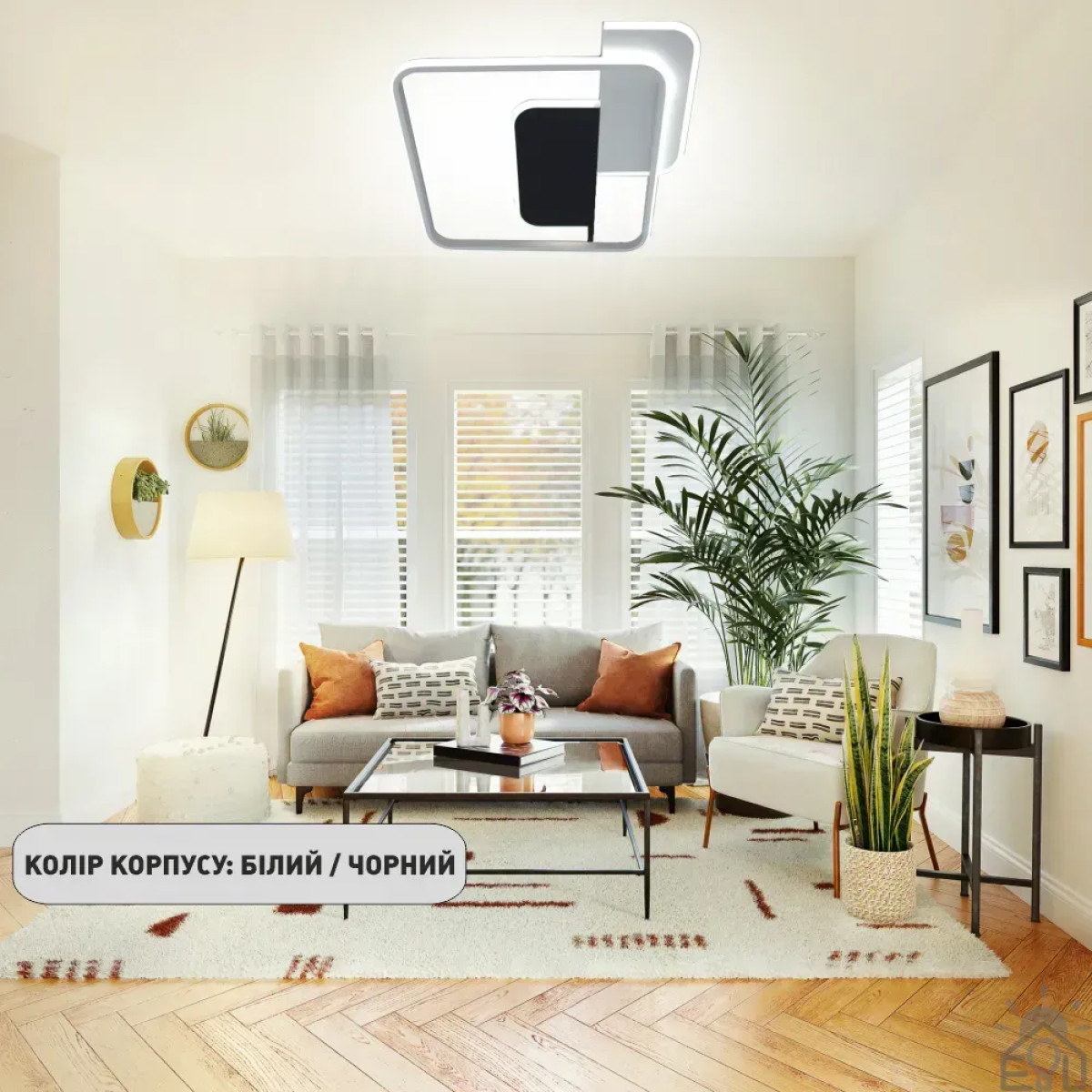 Керована світлодіодна люстра CODE 70W 3S-500×490×55-WHITE/BLACK-220-IP20 10434 ESLLSE