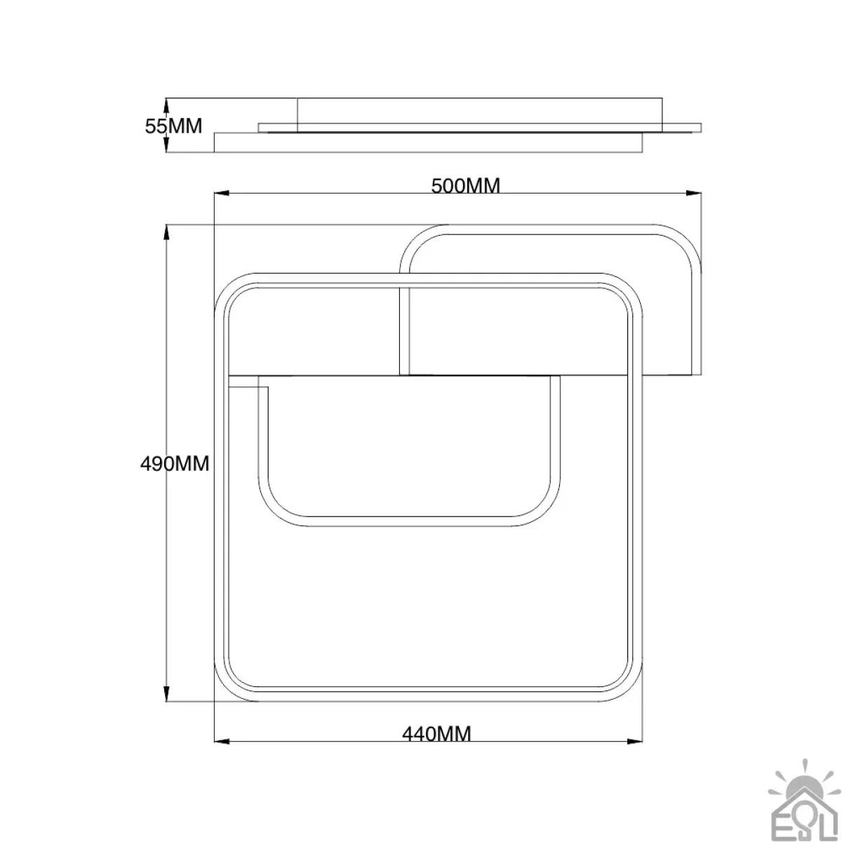 Керована світлодіодна люстра CODE 70W 3S-500×490×55-WHITE/BLACK-220-IP20 10434 ESLLSE