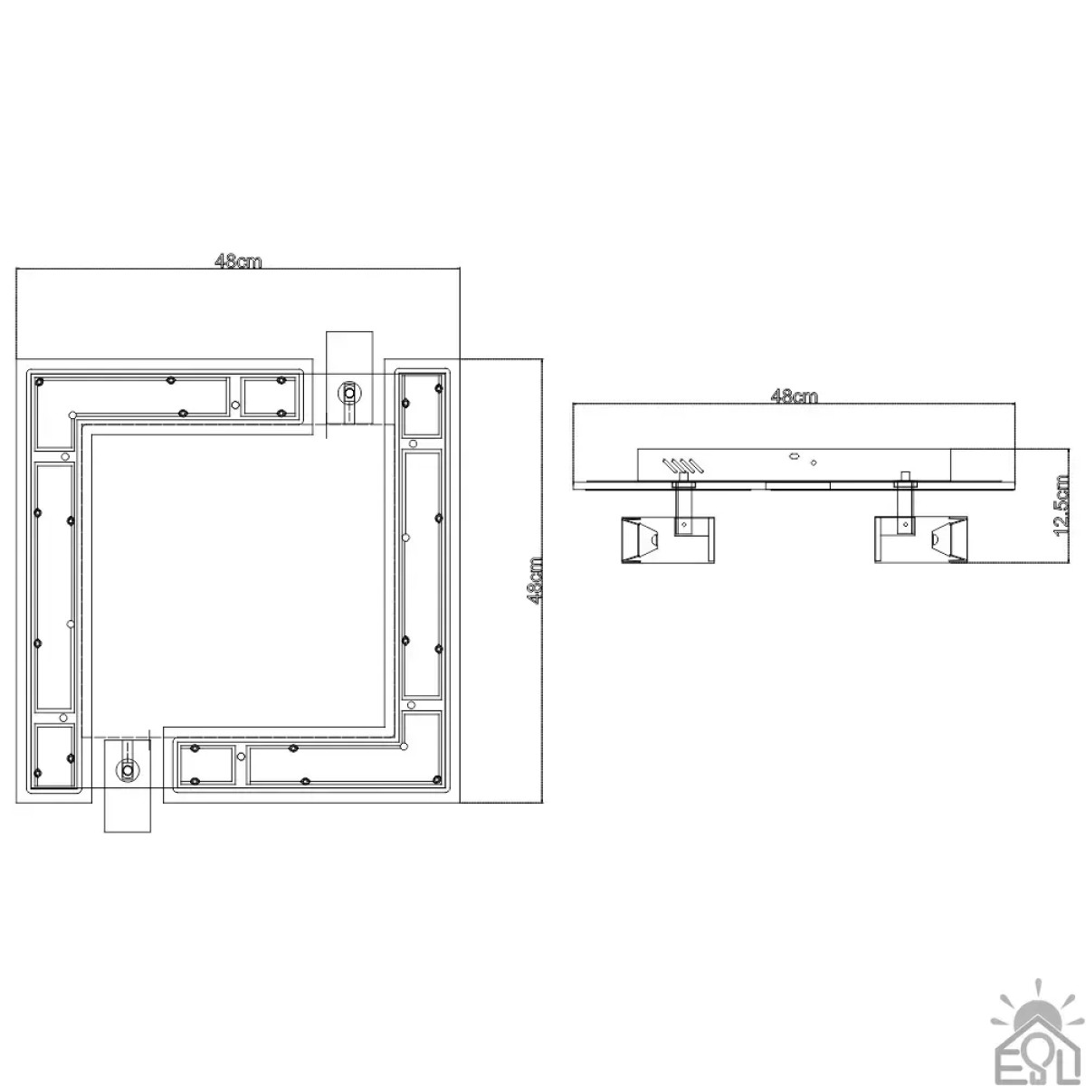 Керована світлодіодна люстра CONSUL S 2LR 80 Вт 480×480×125 мм Чорно-біла 10436 ESLLSE