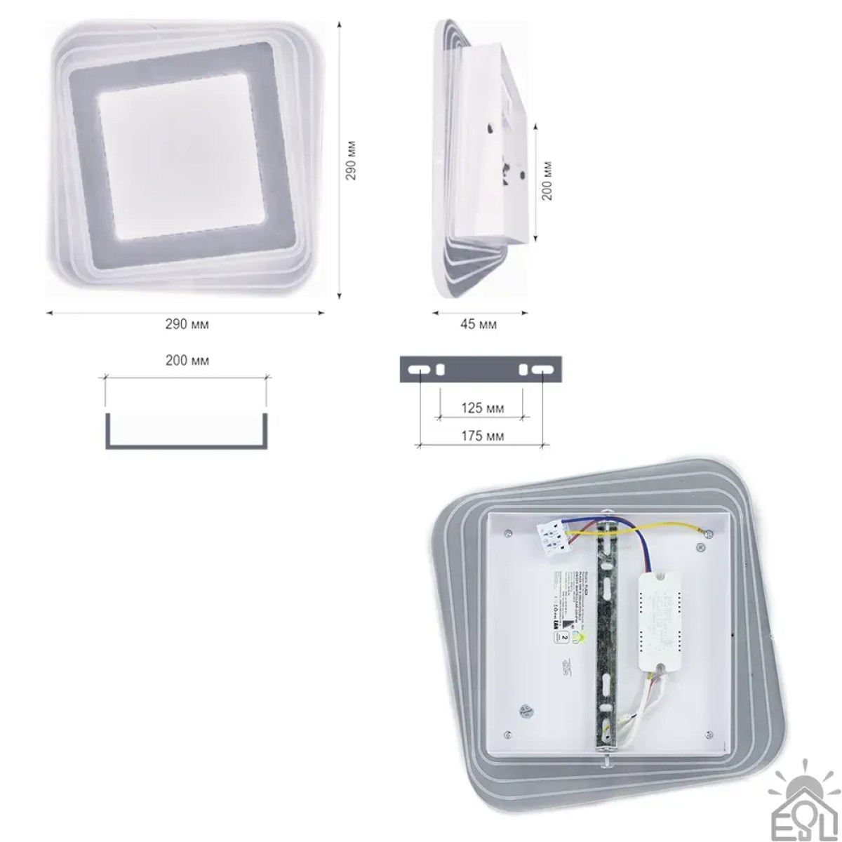 Світильник керований світлодіодний PLAZA S 30 Вт 290х290х45 мм Білий 10446 ESLLSE