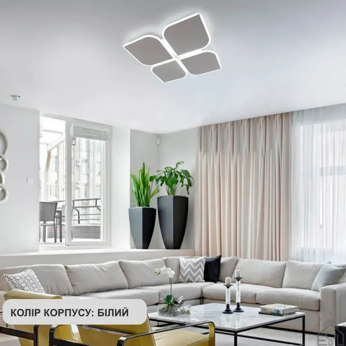 Світлодіодна люстра AERO 70W 4F-455x455x57-WHITE-220-IP20 Керується вимикачем (без пульта) 10457 ESLLSE