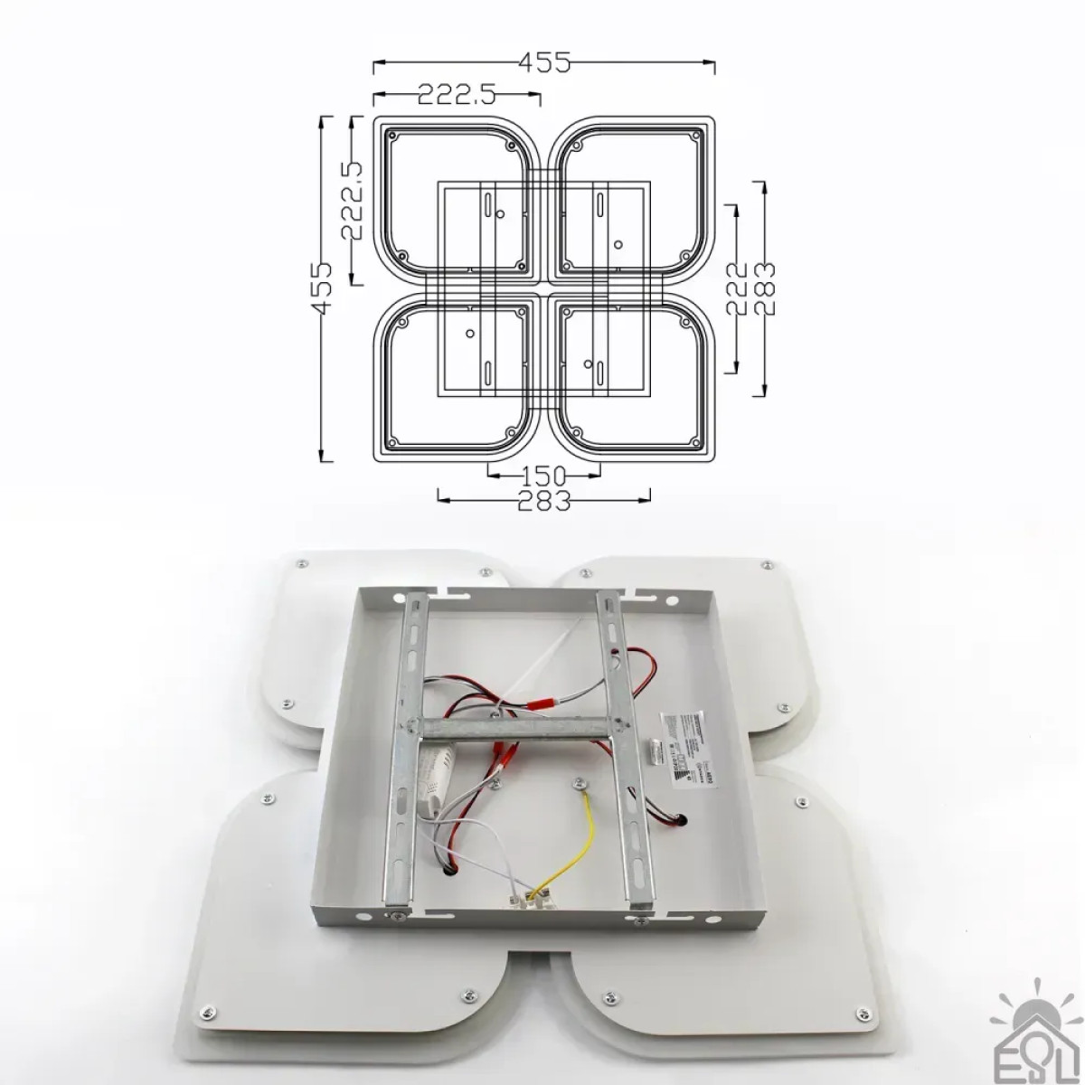 Світлодіодна люстра AERO 70W 4F-455x455x57-WHITE-220-IP20 Керується вимикачем (без пульта) 10457 ESLLSE