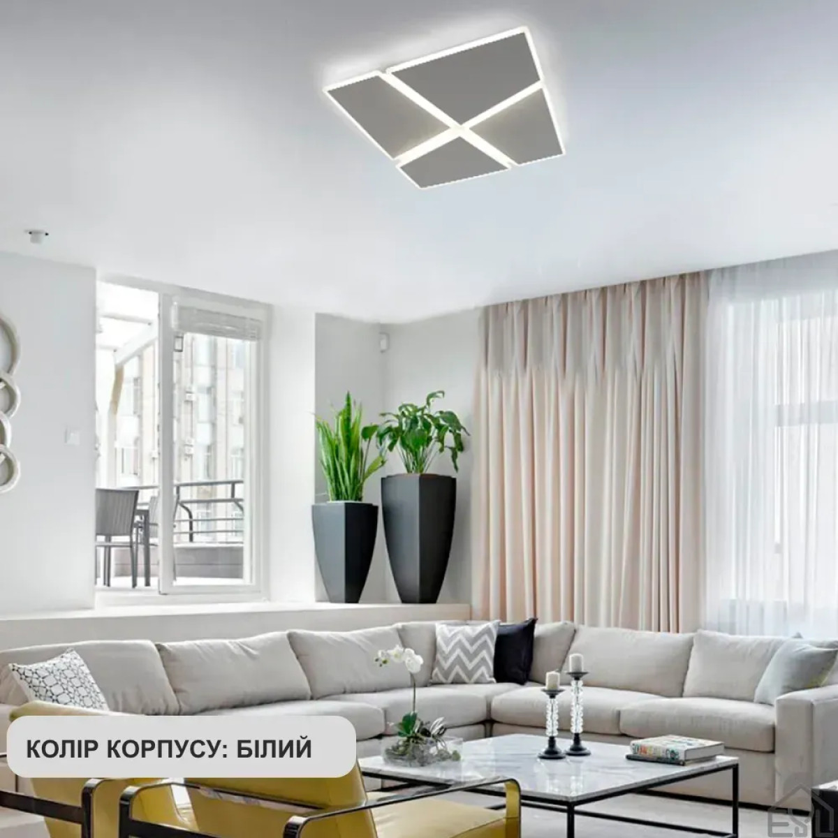 Світлодіодна люстра AERO 70W 4S-455x455x57-WHITE-220-IP20 Керується вимикачем (без пульта) 10458 ESLLSE