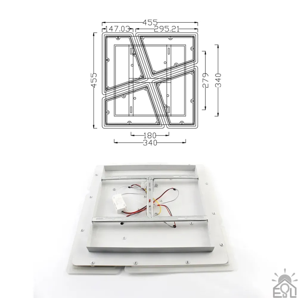 Світлодіодна люстра AERO 70W 4S-455x455x57-WHITE-220-IP20 Керується вимикачем (без пульта) 10458 ESLLSE