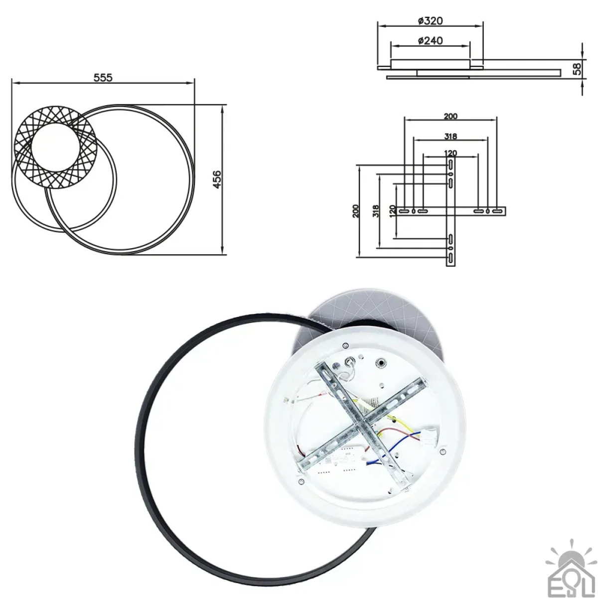 Смарт люстра керована світлодіодна ORLANDO 3R 66 Вт 555x456x58 мм 10473 ESLLSE