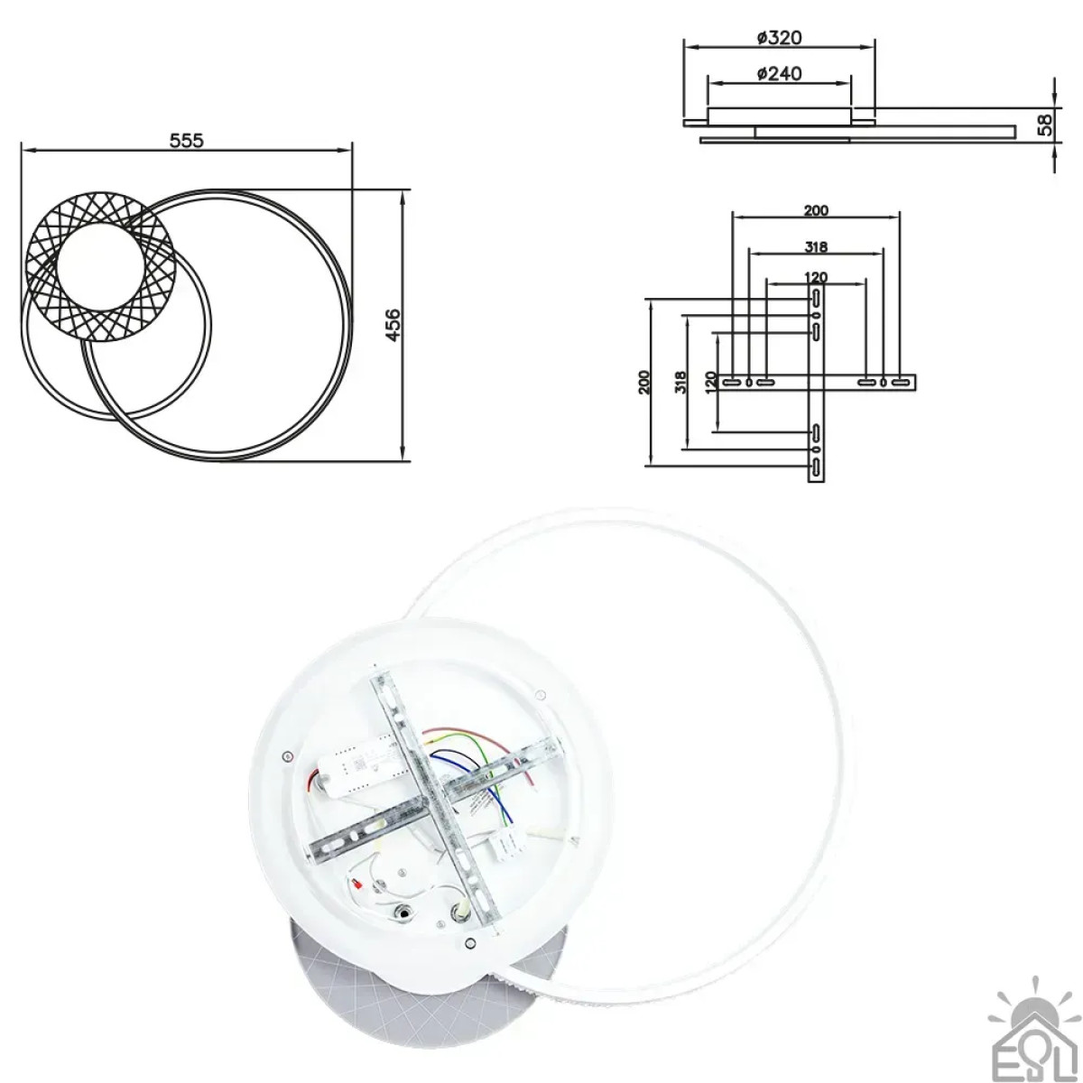 Смарт люстра керована світлодіодна ORLANDO 3R 66 Вт 555x456x58 мм 10474 ESLLSE