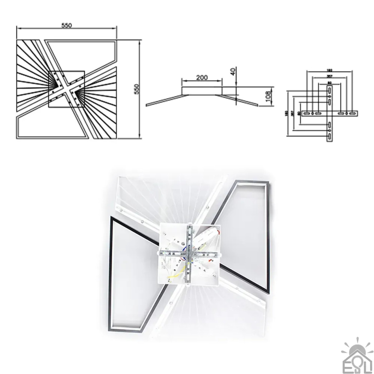 Смарт люстра керована світлодіодна GALAXY 4Q 80 Вт 550x550x108 мм 10475 ESLLSE