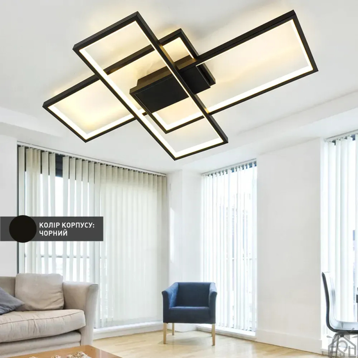 Смарт люстра керована світлодіодна SVEN 3S 85 Вт 690x470x80 мм Чорна 10487 ESLLSE