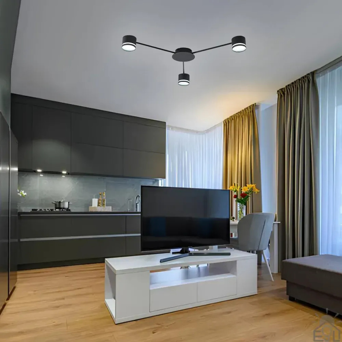 Люстра GUSTAV 3R 850x85 мм Чорна на 3 лампи GX53 10489 ESLLSE