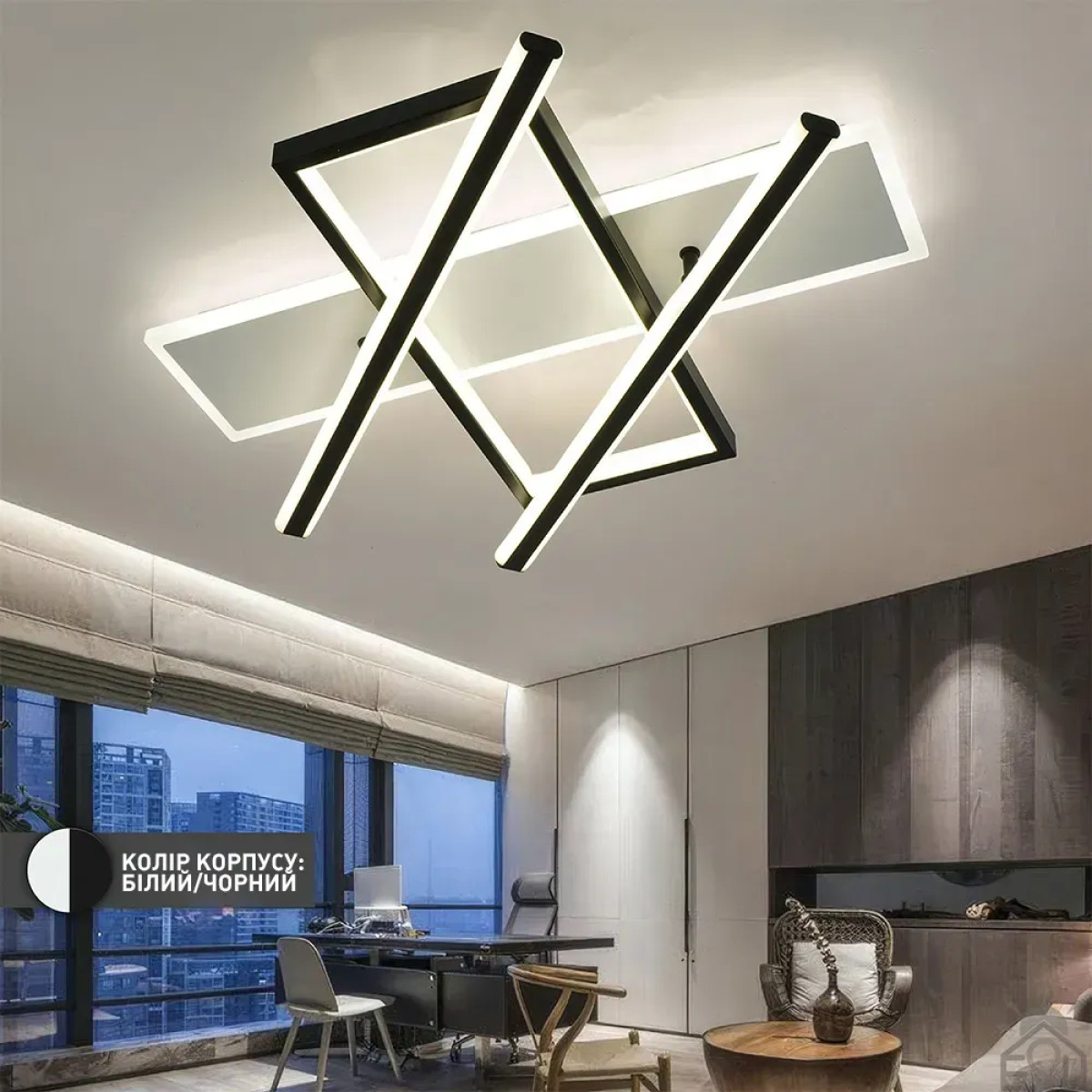 Смарт люстра керована світлодіодна PALLA 3S 110 Вт 500x450x80 мм мм Чорно-біла 10515 ESLLSE