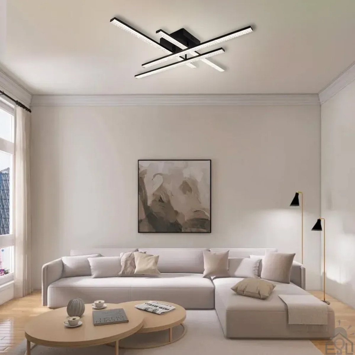 Смарт люстра керована світлодіодна LINE 4L 60 Вт 810x810x125 мм Чорна 10548 ESLLSE