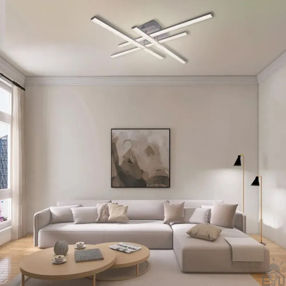 Смарт люстра керована світлодіодна LINE 4L 60 Вт 810x810x125 мм Біла 10549 ESLLSE