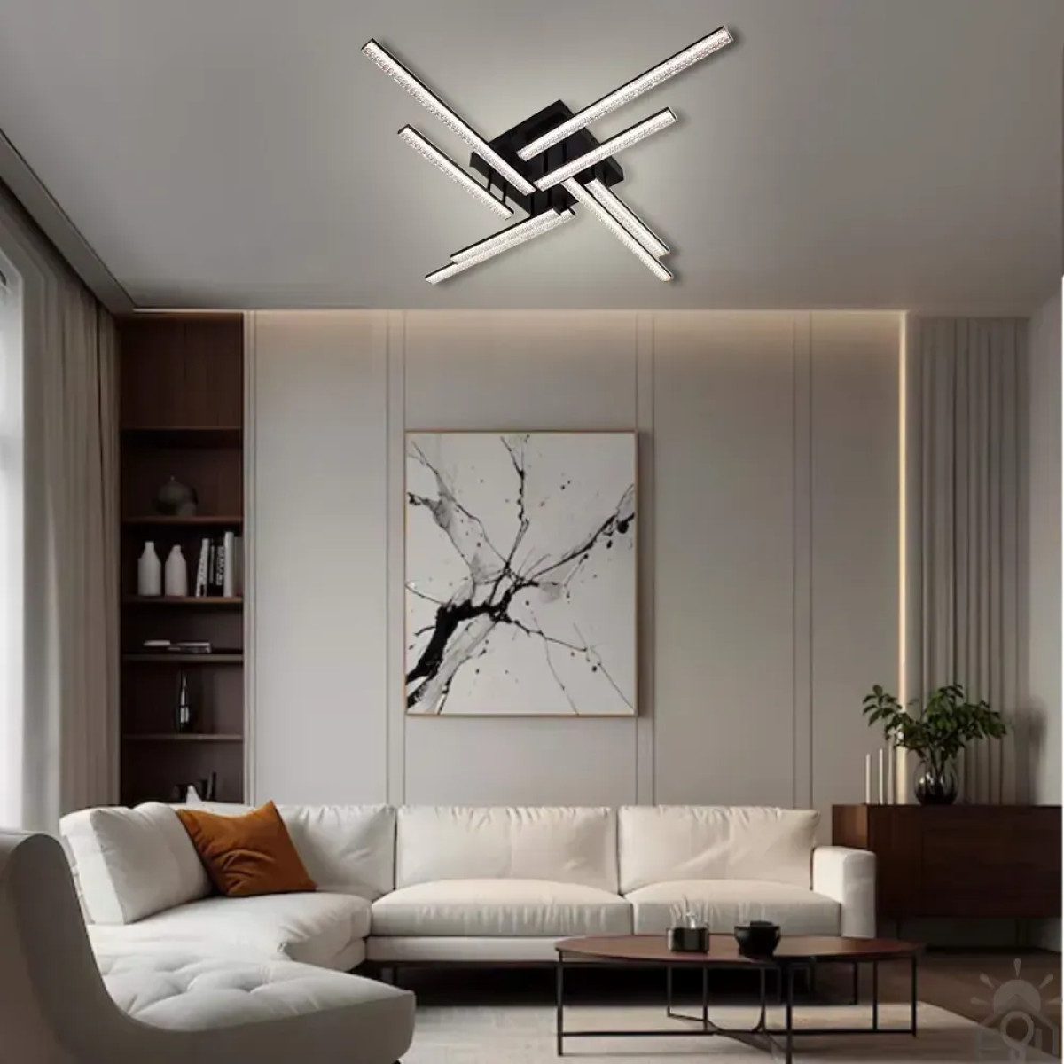 Смарт люстра керована світлодіодна LINE 8L 76 Вт 955x955x125 мм Чорна 10550 ESLLSE