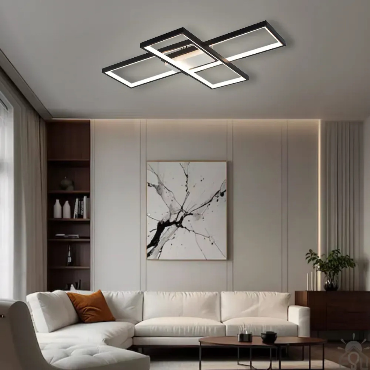 Смарт люстра керована світлодіодна SVEN 3S 85 Вт 690x470x80 мм Чорно-біла 10552 ESLLSE