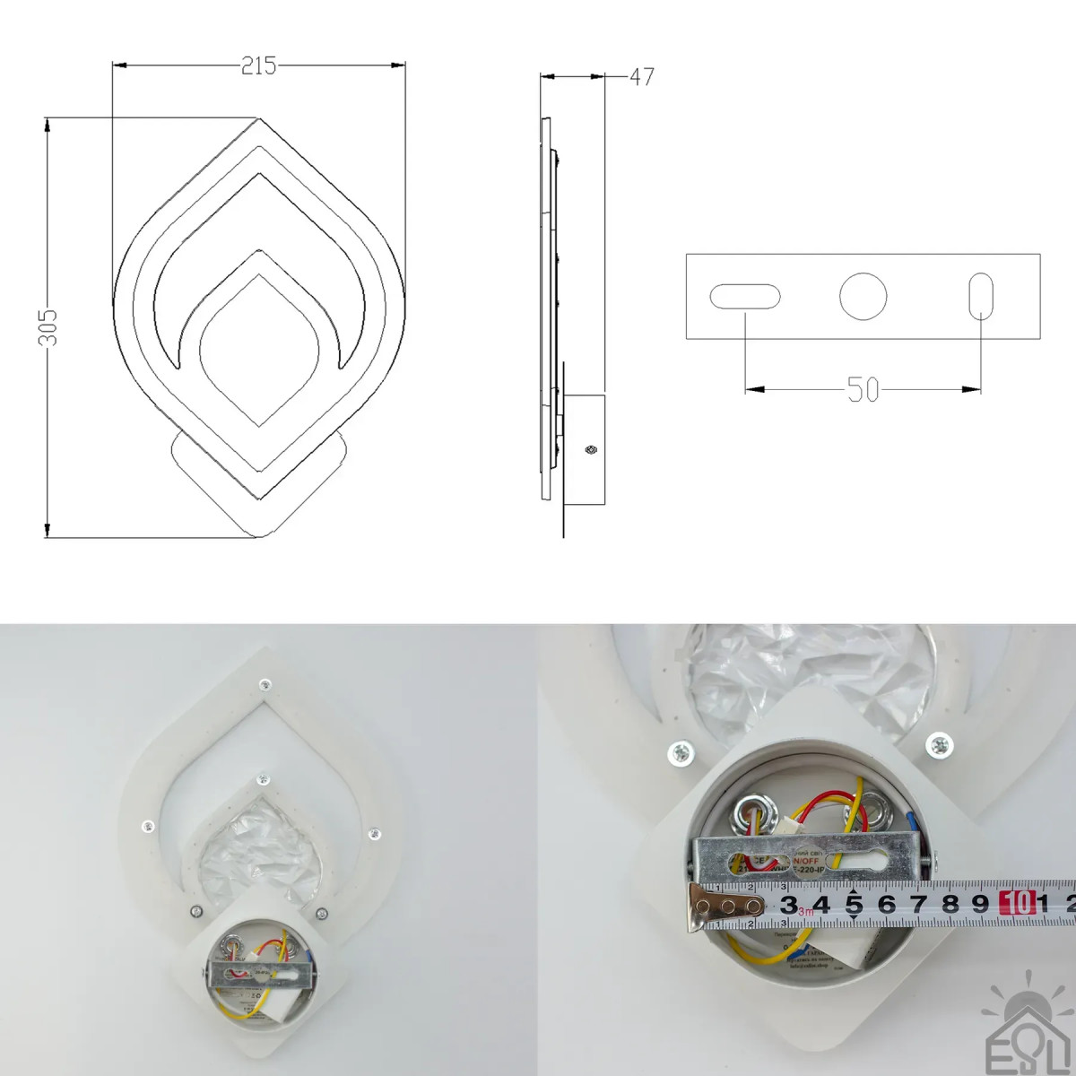 Світильник-бра керований світлодіодний AZALIA ICE 13 Вт 305x215x47 мм 10562 ESLLSE