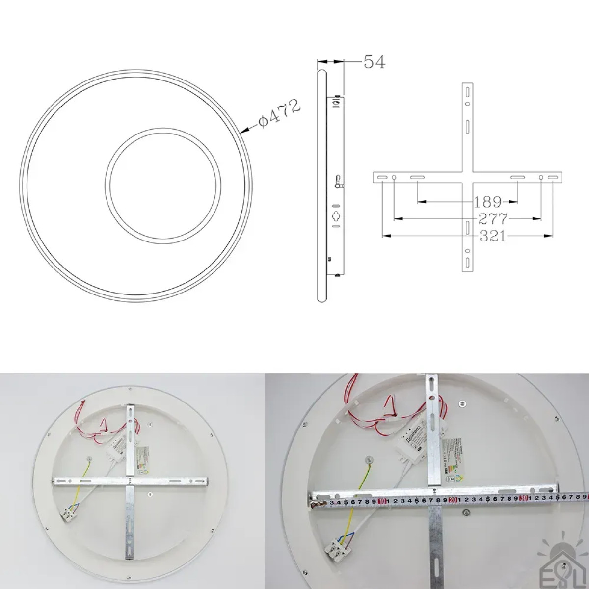Смарт люстра керована світлодіодна INFINITO R 60 Вт 472x54 мм Чорно-біла 10571 ESLLSE