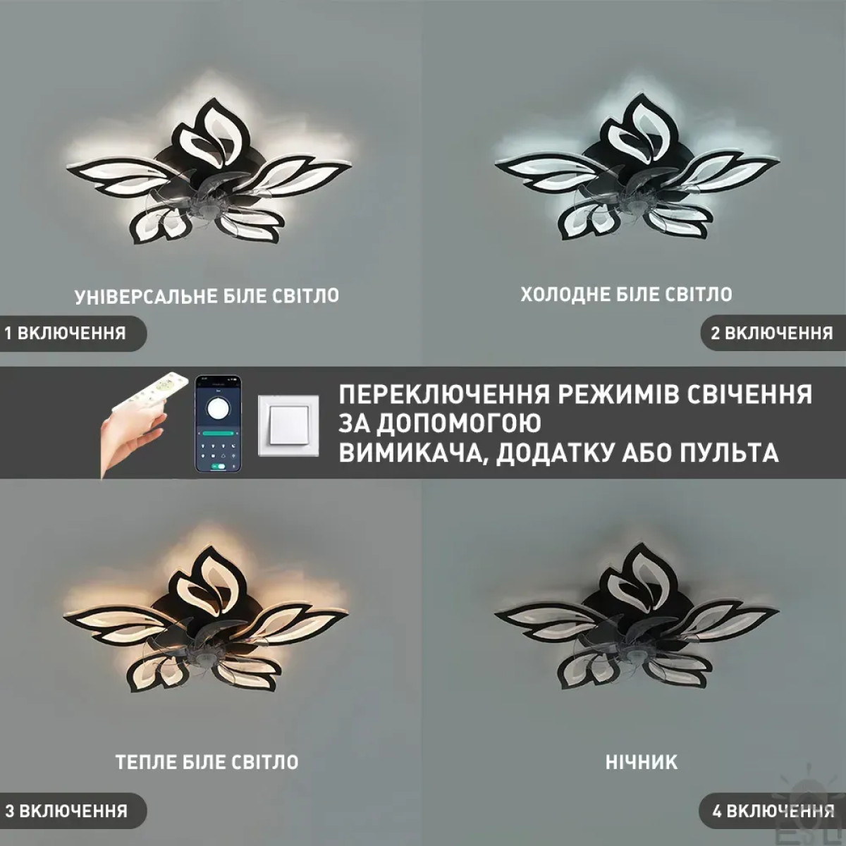 Смарт люстра з вентилятором керована світлодіодна FAN ASTRA 85 Вт + 18 Вт 680x120 мм 10580 ESLLSE