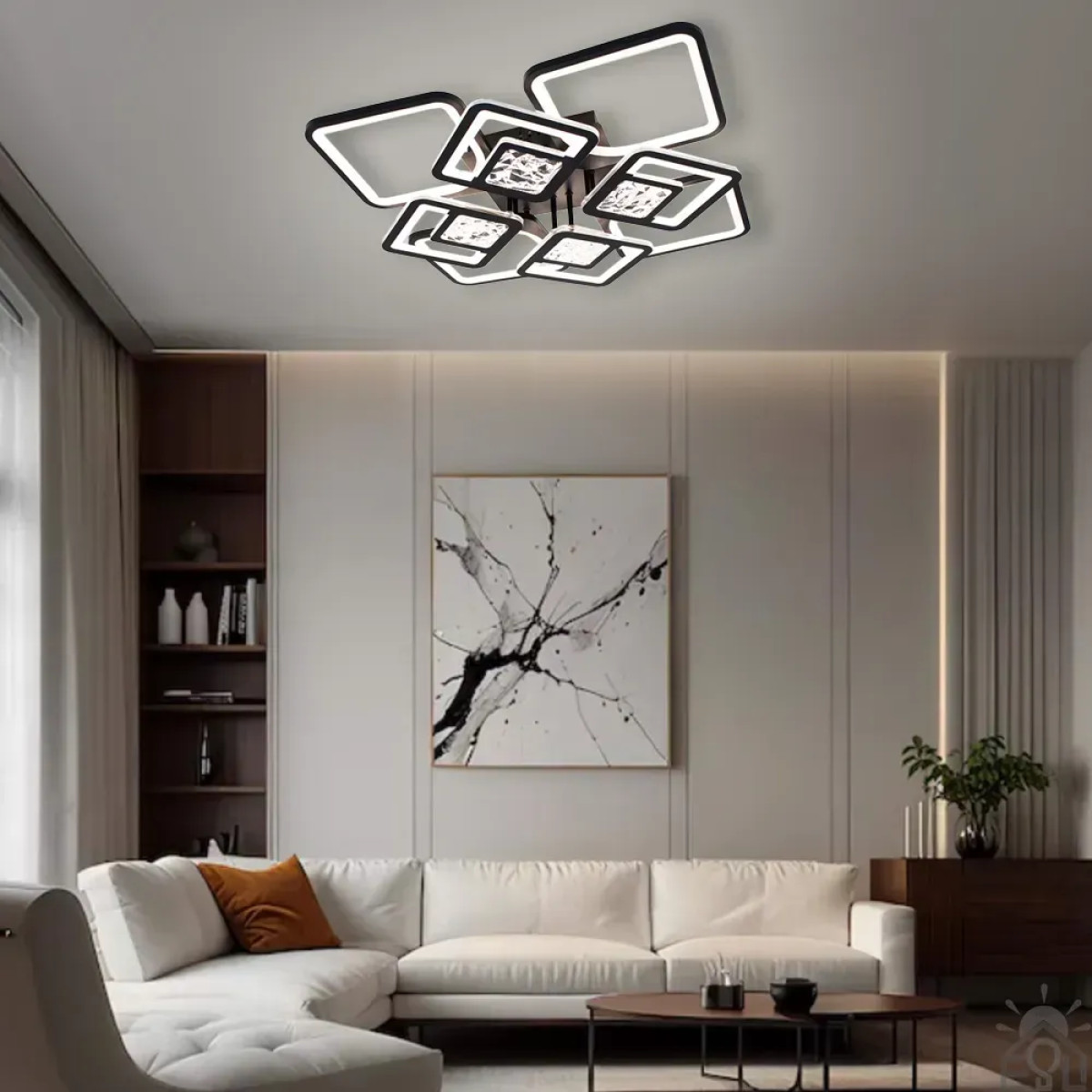 Смарт люстра керована світлодіодна TETRA TWIST ICE 8S 165 Вт 595x595x110 мм Чорна 10585 ESLLSE