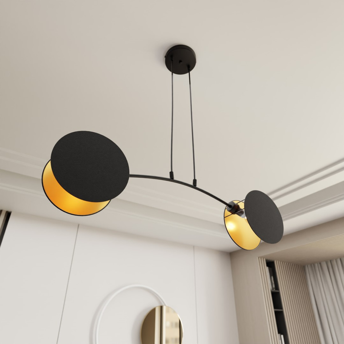 Люстра підвісна MOTIF 2 BLACK/GOLD EMIBIG 1325/2 Emibig чорний