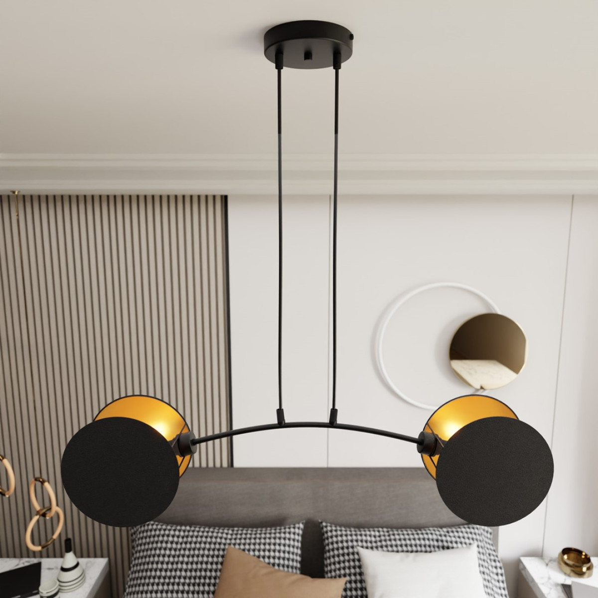 Люстра підвісна MOTIF 2 BLACK/GOLD EMIBIG 1325/2 Emibig чорний