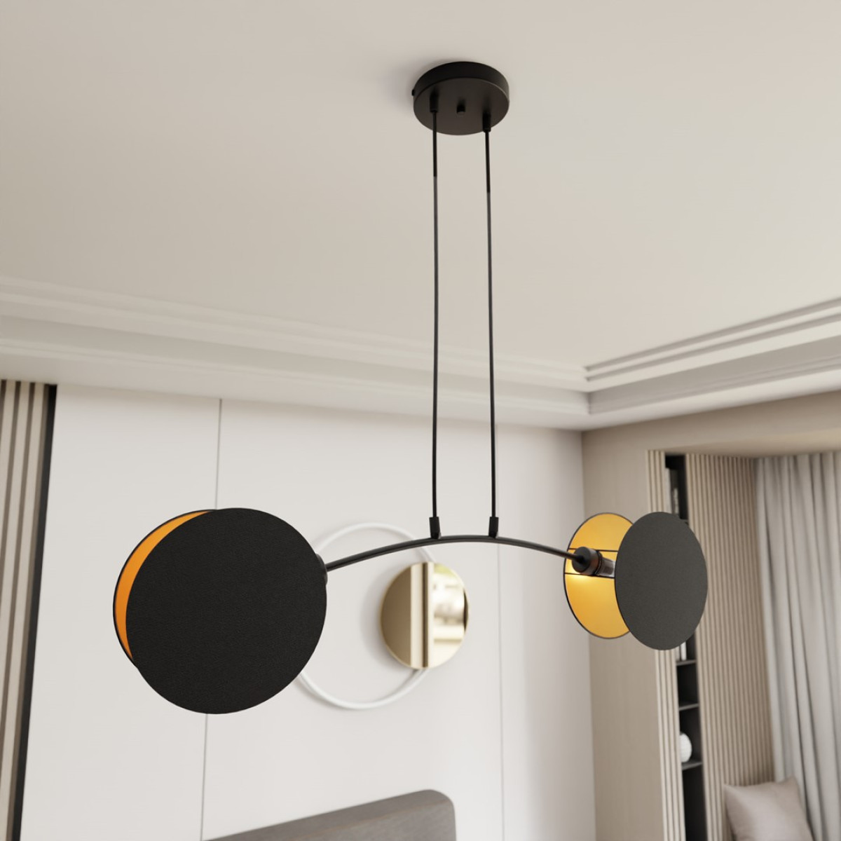 Люстра підвісна MOTIF 2 BLACK/GOLD EMIBIG 1325/2 Emibig чорний