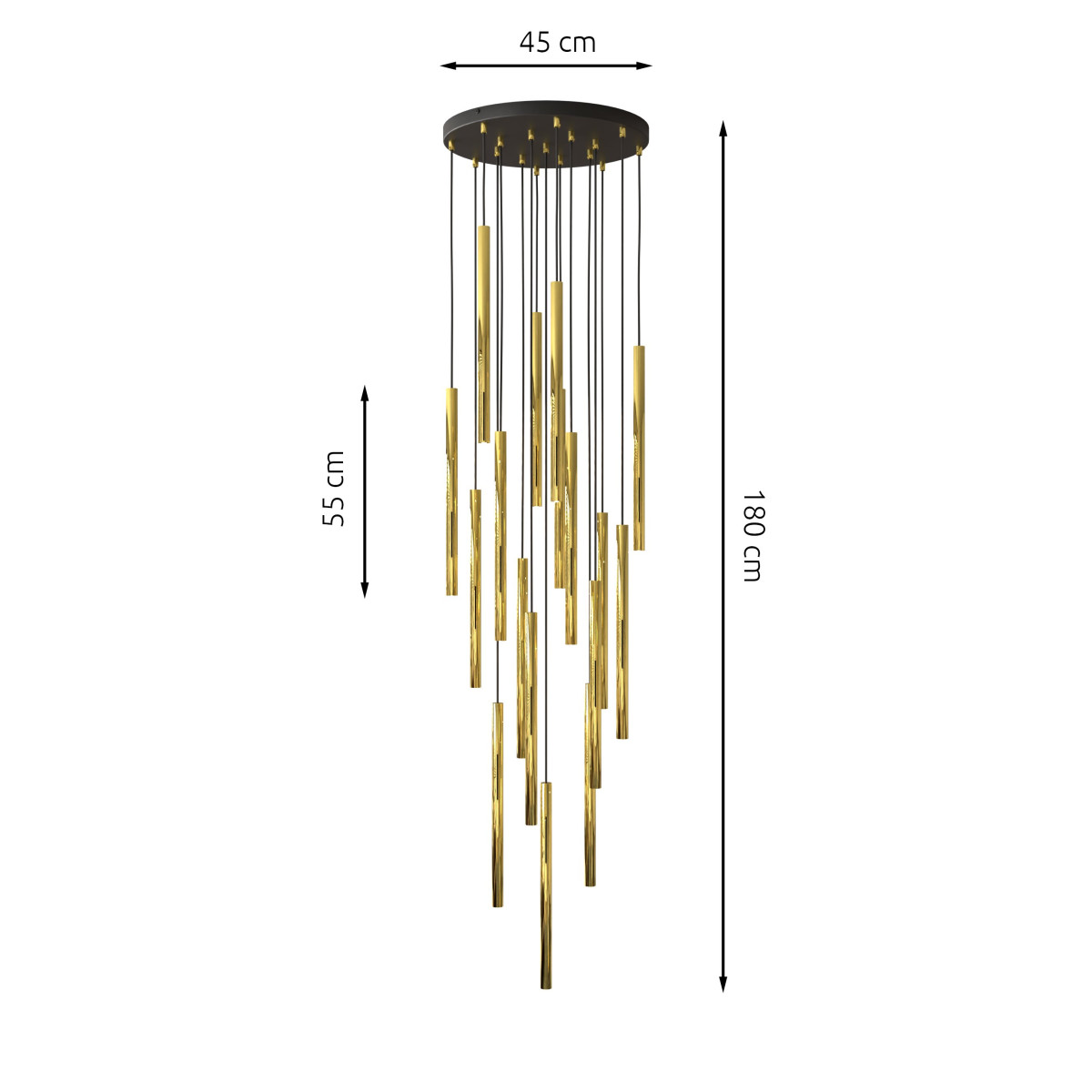 Люстра підвісна SELTER 17 PREMIUM GOLD 1332/17 Emibig чорний, золотий