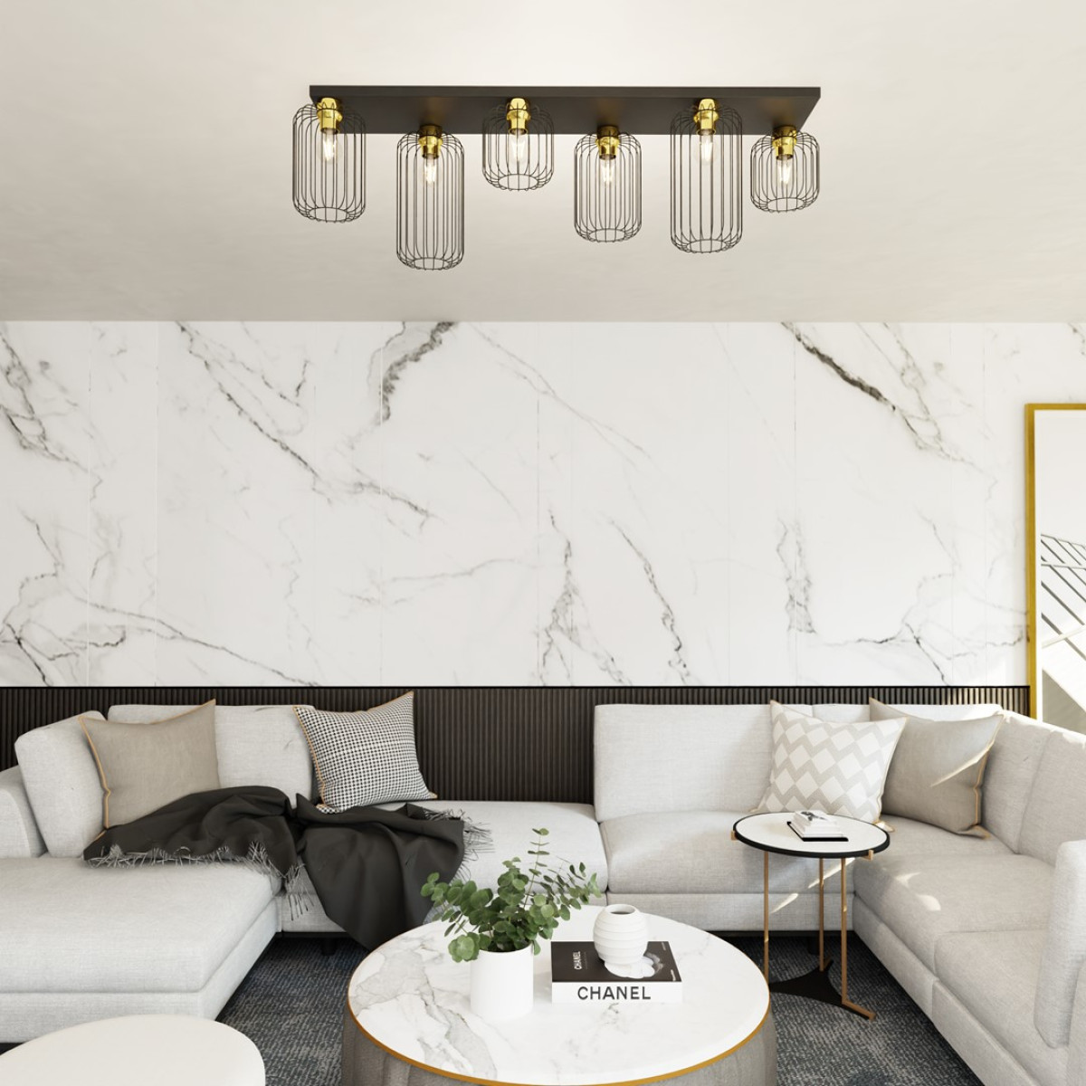 Світильник стельовий BARN 6 BL GOLD 1366/6 Emibig чорний, золотий