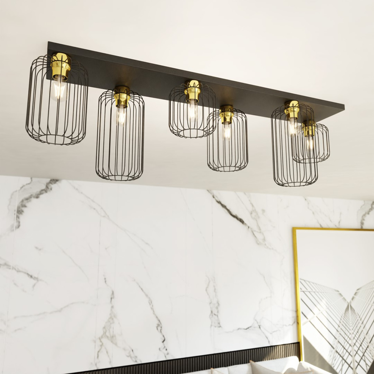 Світильник стельовий BARN 6 BL GOLD 1366/6 Emibig чорний, золотий