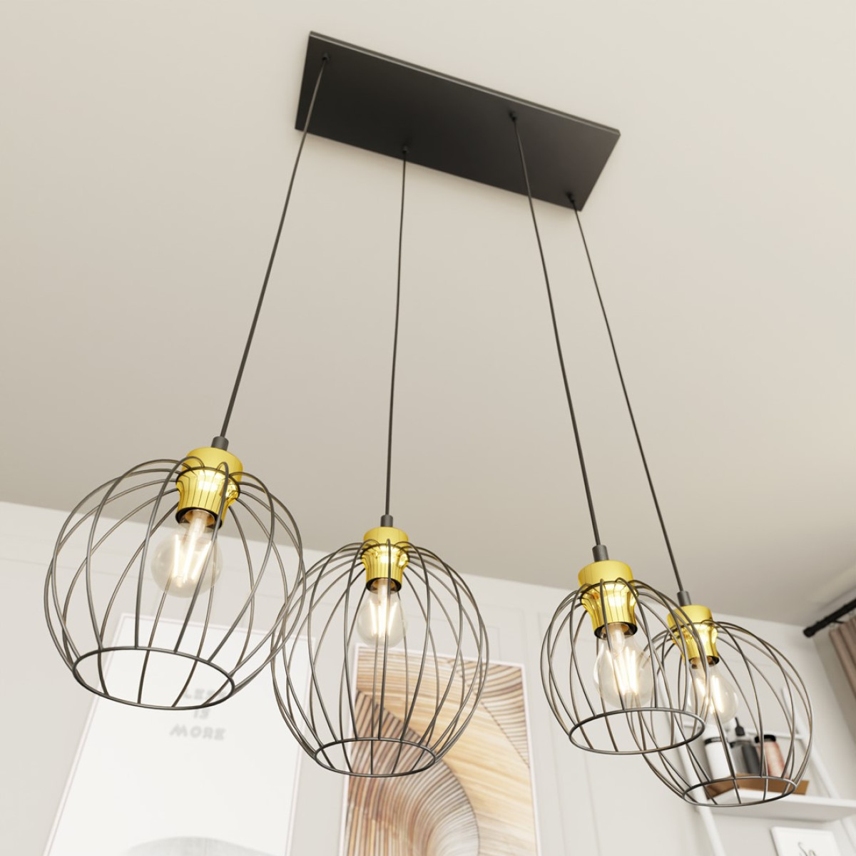 Люстра підвісна NANDO 4 BL GOLD 1368/4 Emibig чорний, золотий