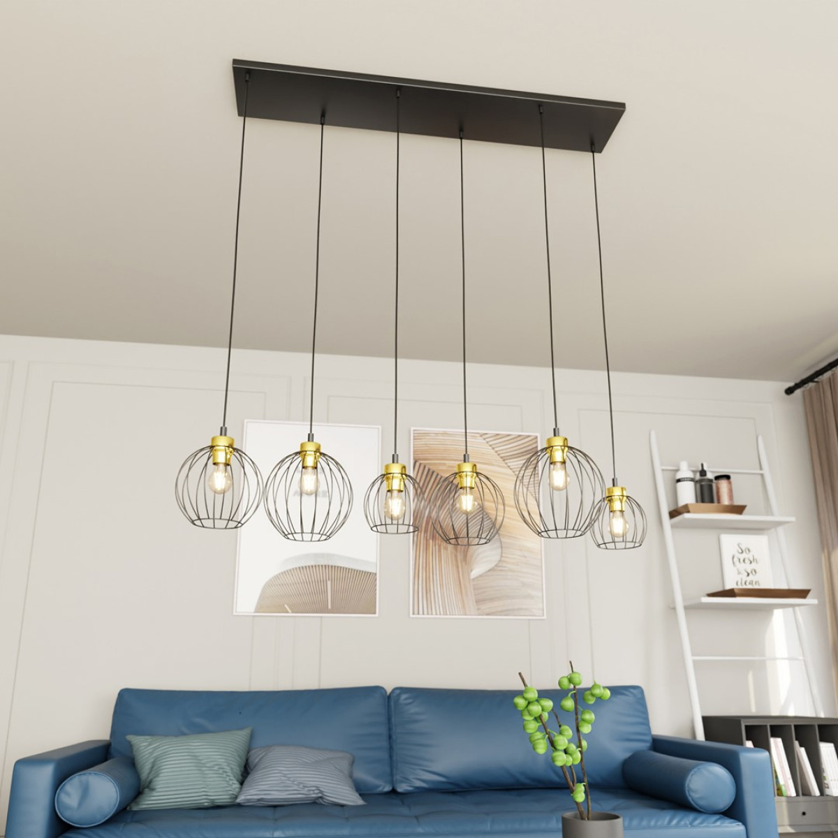 Підвісна люстра NANDO 6 BL GOLD 1368/6 Emibig