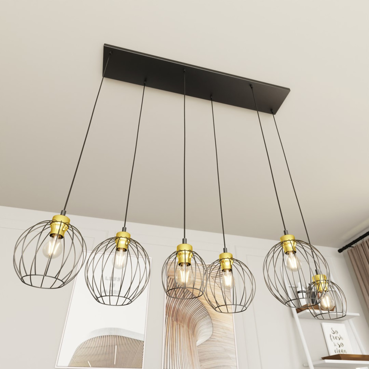 Підвісна люстра NANDO 6 BL GOLD 1368/6 Emibig