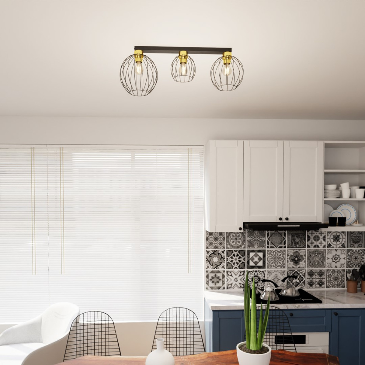 Світильник стельовий NEST 3 BL GOLD 1370/3 Emibig чорний, золотий
