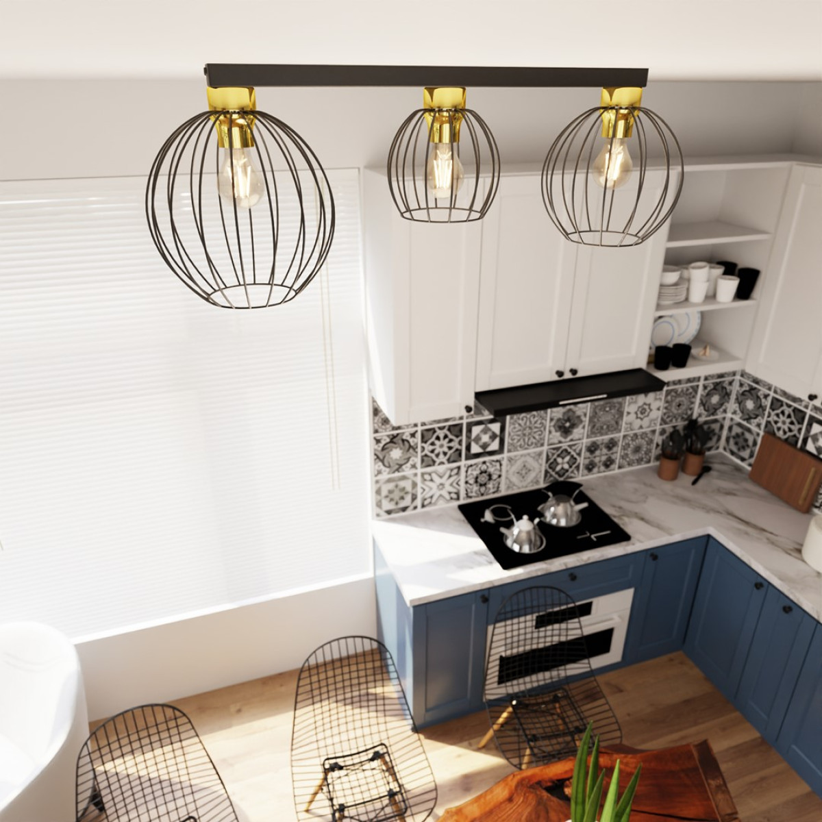 Світильник стельовий NEST 3 BL GOLD 1370/3 Emibig чорний, золотий