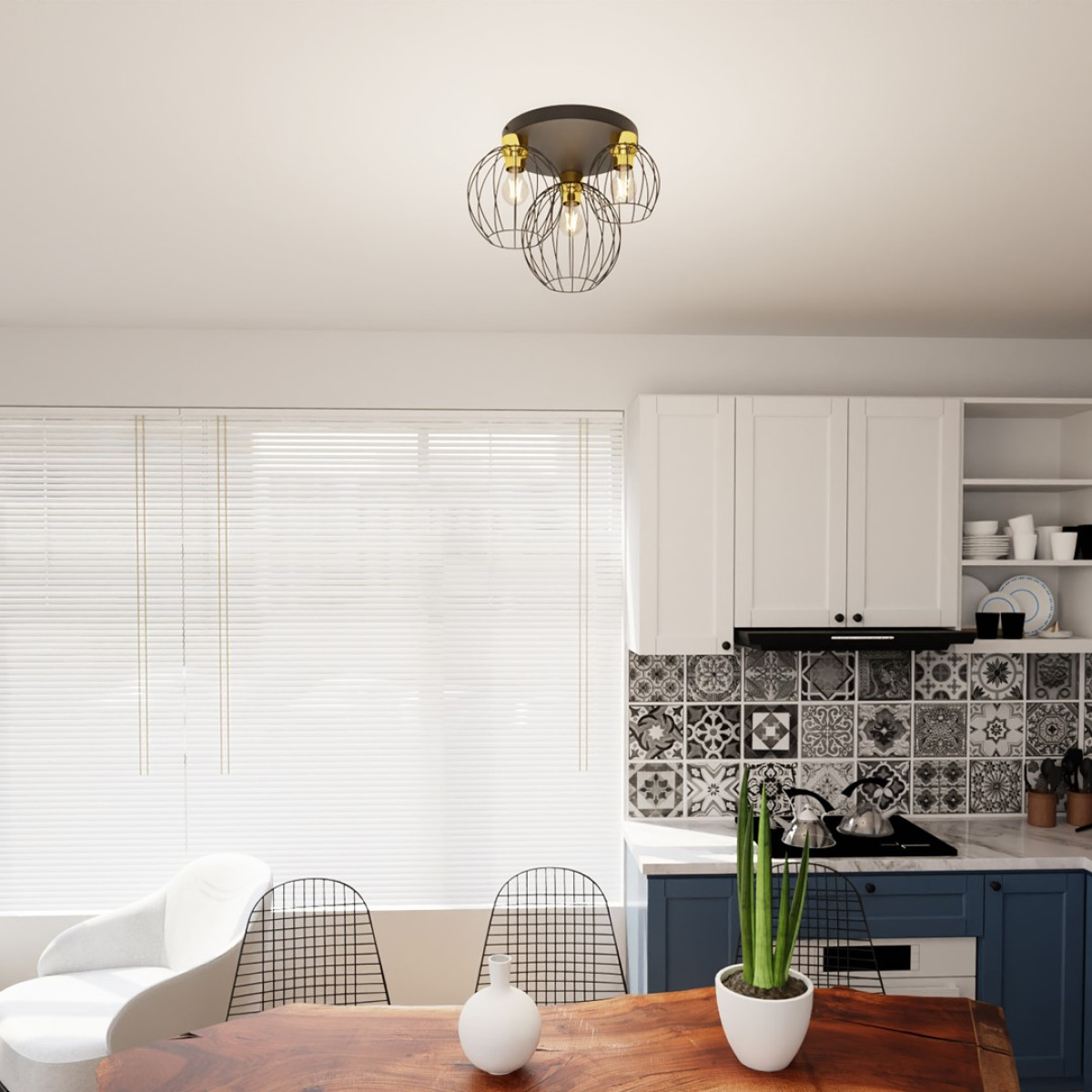 Світильник стельовий NEST 3PREM BL GOLD 1370/3PREM Emibig чорний, золотий