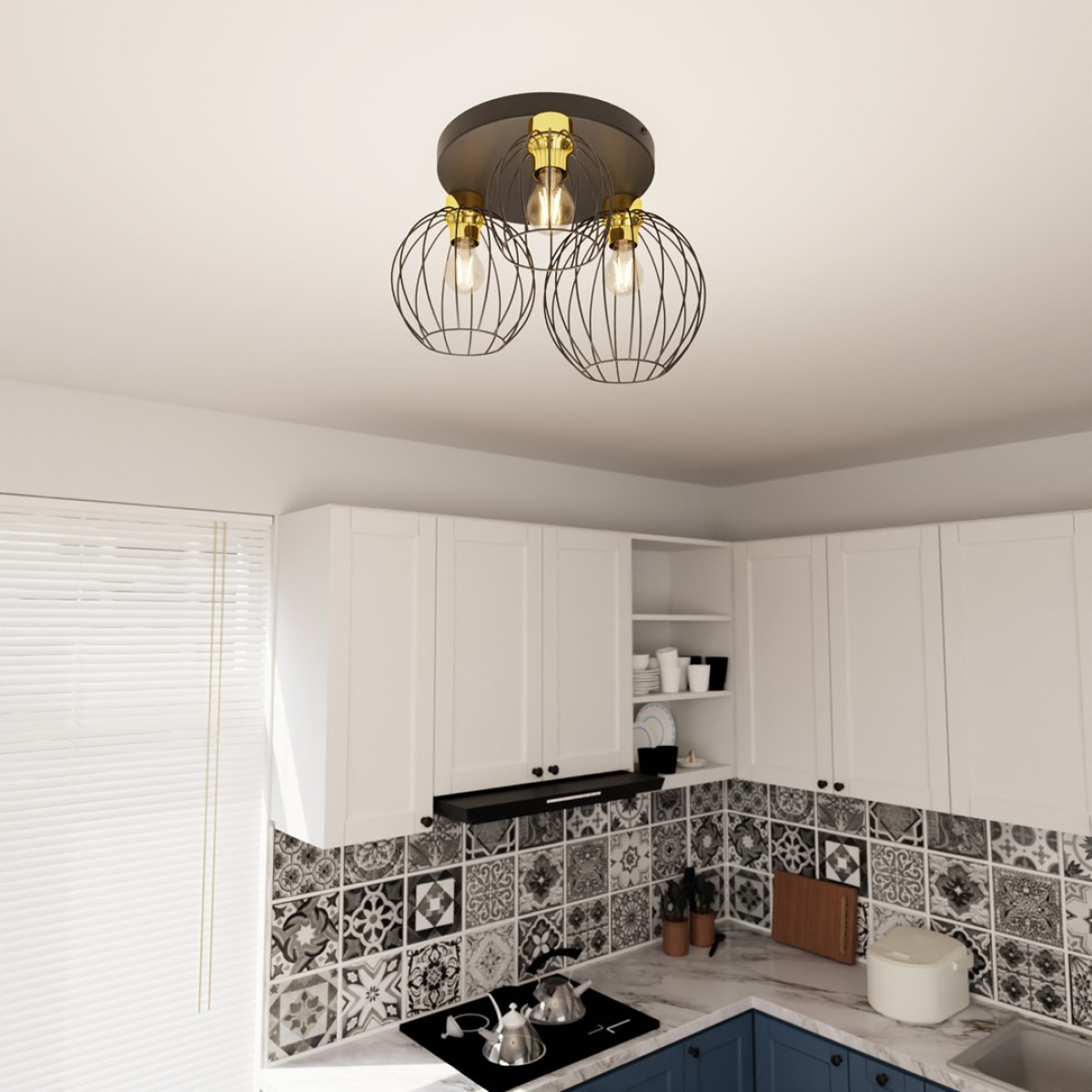 Світильник стельовий NEST 3PREM BL GOLD 1370/3PREM Emibig чорний, золотий