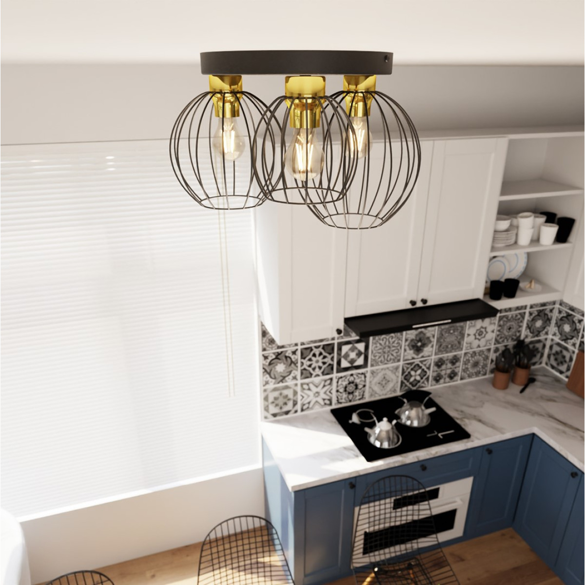 Світильник стельовий NEST 3PREM BL GOLD 1370/3PREM Emibig чорний, золотий