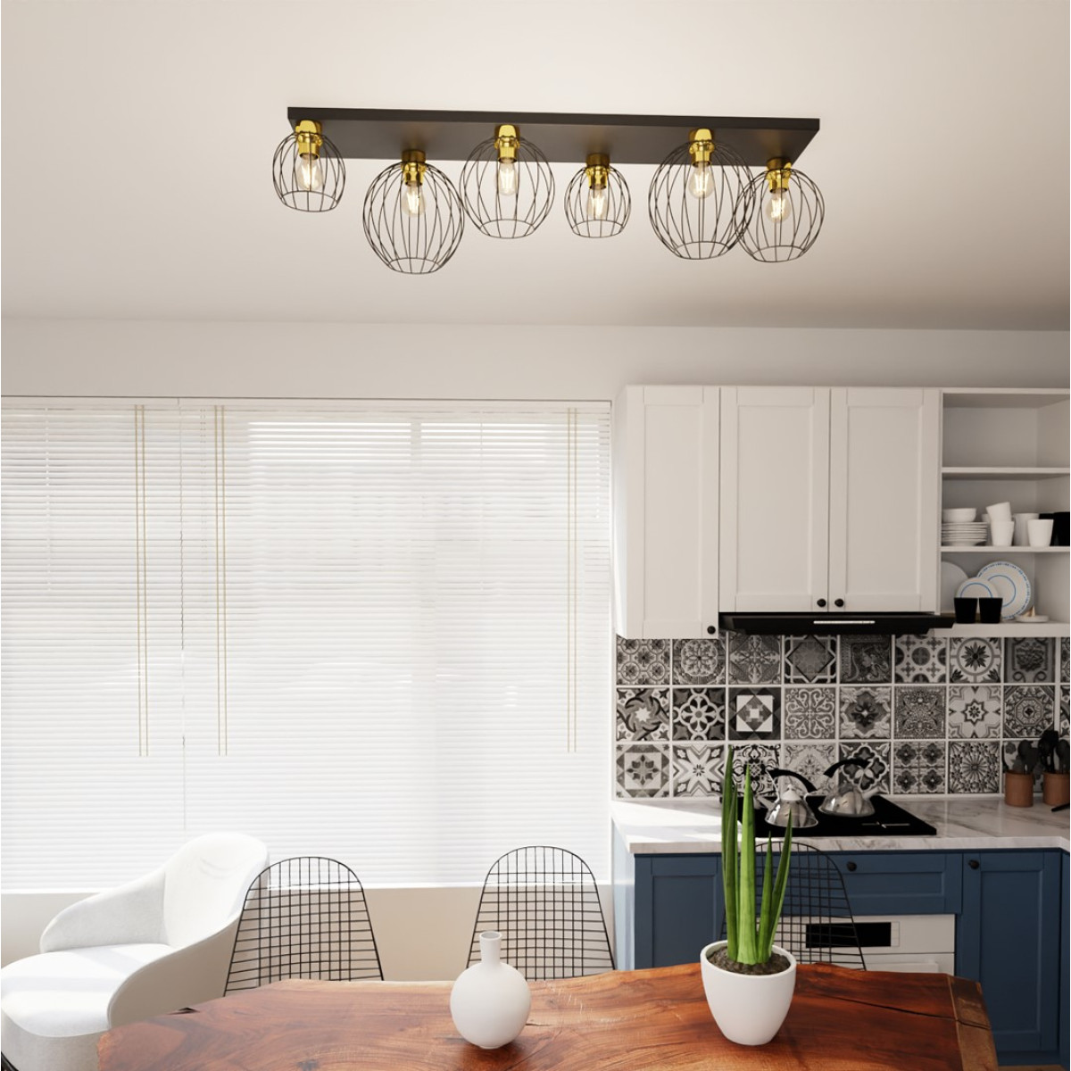 Світильник стельовий NEST 6 BL GOLD 1370/6 Emibig чорний, золотий