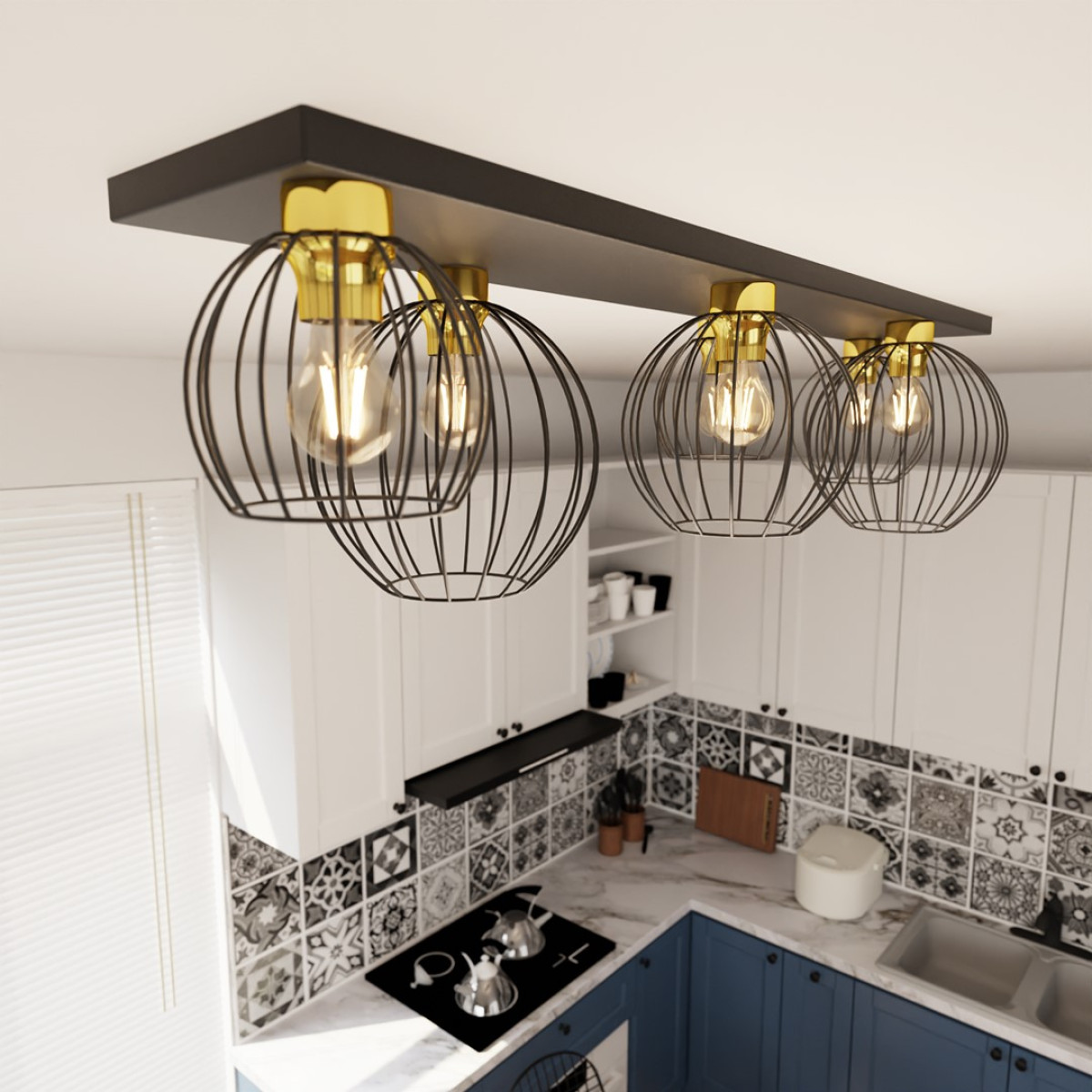 Світильник стельовий NEST 6 BL GOLD 1370/6 Emibig чорний, золотий