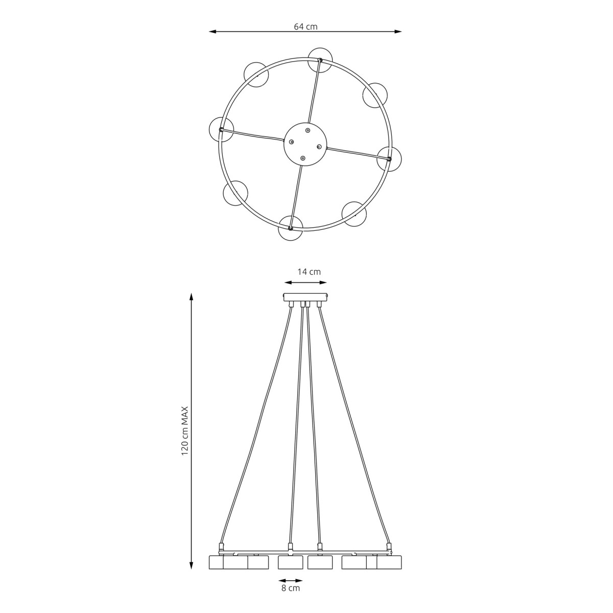 Люстра підвісна STARLIT 8 WH 1373/8 Emibig білий