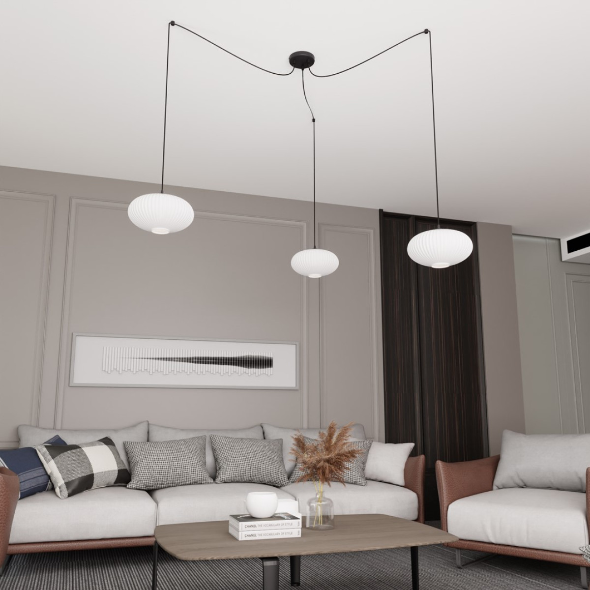 Люстра підвісна ORIGO 3 BL OPAL 1374/3 Emibig чорний