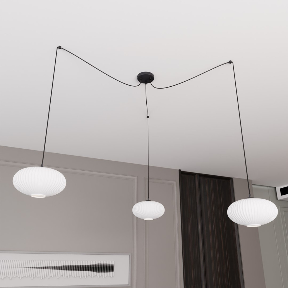 Люстра підвісна ORIGO 3 BL OPAL 1374/3 Emibig чорний